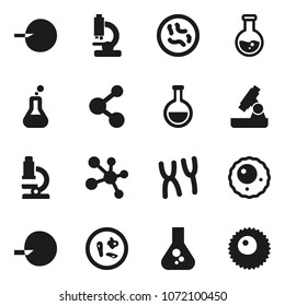 Flat vector icon set - microscope vector, flask, molecule, insemination, microbs, chromosomes, ovule