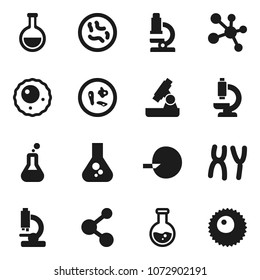 Flat vector icon set - microscope vector, flask, molecule, insemination, microbs, chromosomes, ovule