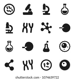 Flat vector icon set - microscope vector, flask, molecule, insemination, microbs, chromosomes, ovule