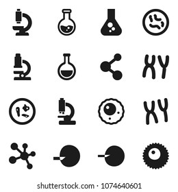 Flat vector icon set - microscope vector, flask, molecule, insemination, microbs, chromosomes, ovule