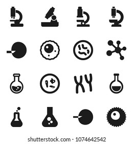 Flat vector icon set - microscope vector, flask, molecule, insemination, microbs, chromosomes, ovule