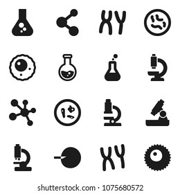 Flat vector icon set - microscope vector, flask, molecule, insemination, microbs, chromosomes, ovule
