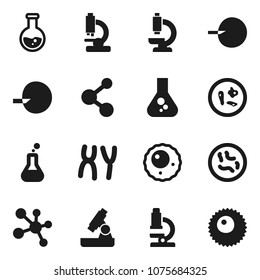 Flat vector icon set - microscope vector, flask, molecule, insemination, microbs, chromosomes, ovule