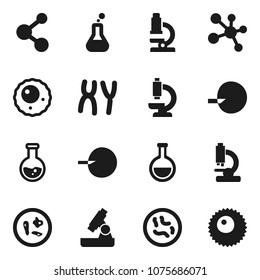 Flat vector icon set - microscope vector, flask, molecule, insemination, microbs, chromosomes, ovule