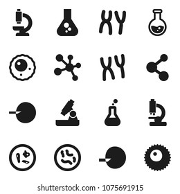 Flat vector icon set - microscope vector, flask, molecule, insemination, microbs, chromosomes, ovule