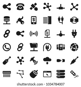Flat vector icon set - molecule vector, satellite, satellitie, social media, link, rca, jack, connect, connection, network, folder, server, big data, browser, hub, share, cloud upload, chain, phone