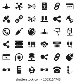 Flat vector icon set - molecule vector, satellite, satellitie, social media, link, rca, jack, connect, connection, network, server, disconnection, cloud exchange, big data, browser, hub, share