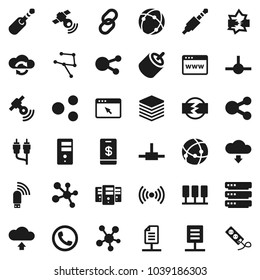 Flat vector icon set - molecule vector, satellitie, social media, link, rca, jack, connect, connection, network, server, disconnection, cloud exchange, big data, browser, usb modem, share, upload