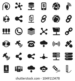 Flat vector icon set - molecule vector, satellite, satellitie, social media, link, connect, connection, network, server, disconnection, folder, cloud exchange, big data, usb modem, share, upload