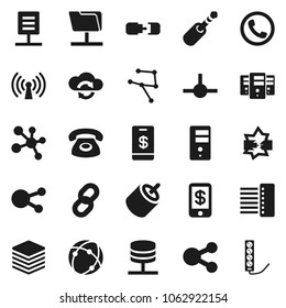 Flat vector icon set - molecule vector, social media, rca, jack, connect, connection, network, disconnection, folder, server, cloud exchange, big data, hub, share, chain, document, wireless, phone