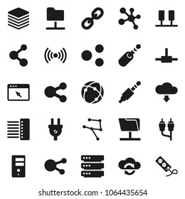 Flat vector icon set - molecule vector, social media, link, rca, jack, connect, connection, network, server, folder, cloud exchange, big data, browser, hub, share, download, wireless, power plug