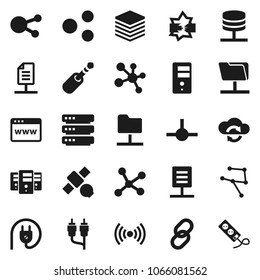 Flat vector icon set - molecule vector, satellite, social media, link, rca, jack, connect, network, disconnection, folder, server, cloud exchange, big data, browser, share, document, wireless