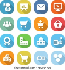 flat vector icon set - money gift vector, presentation, mail, monitor arrow, group, cart, add to, delete, medal, mansion, mall, modern architecture, projector, honeycombs