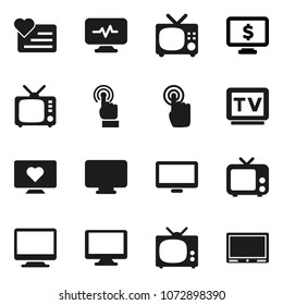 Flat vector icon set - monitor dollar vector, heart, tv, touchscreen, diagnostic