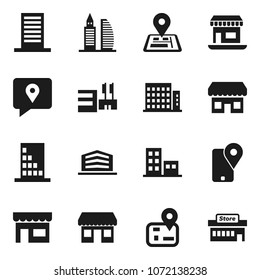 Flat vector icon set - navigator vector, office, traking, apartments, building, store, mall