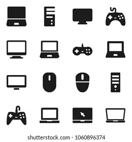 Flat vector icon set - notebook pc vector, gamepad, monitor, computer, mouse