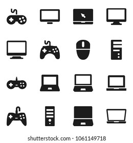 Flat vector icon set - notebook pc vector, gamepad, monitor, computer, mouse