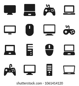 Flat vector icon set - notebook pc vector, gamepad, monitor, computer, mouse