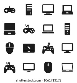 Flat vector icon set - notebook pc vector, gamepad, monitor, computer, mouse