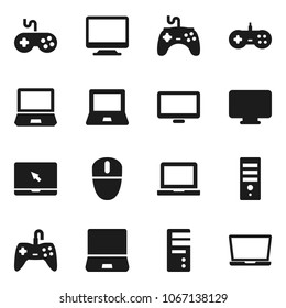 Flat vector icon set - notebook pc vector, gamepad, monitor, computer, mouse