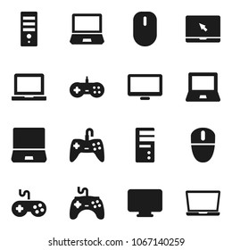 Flat vector icon set - notebook pc vector, gamepad, monitor, computer, mouse