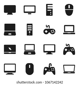 Flat vector icon set - notebook pc vector, gamepad, monitor, computer, mouse