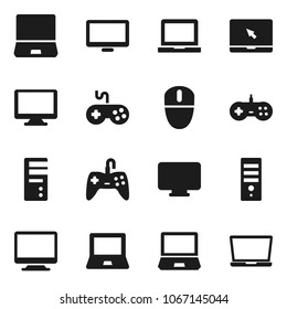 Flat vector icon set - notebook pc vector, gamepad, monitor, computer, mouse