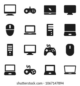 Flat vector icon set - notebook pc vector, gamepad, monitor, computer, mouse