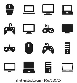 Flat vector icon set - notebook pc vector, gamepad, monitor, computer, mouse