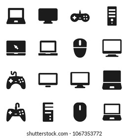 Flat vector icon set - notebook pc vector, gamepad, monitor, computer, mouse