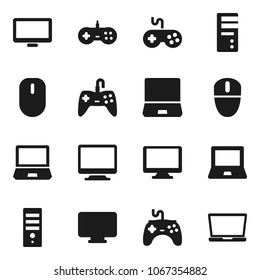Flat vector icon set - notebook pc vector, gamepad, monitor, computer, mouse
