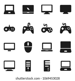 Flat vector icon set - notebook pc vector, gamepad, monitor, computer, mouse