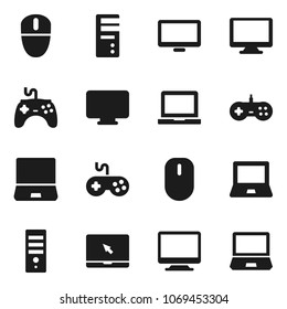Flat vector icon set - notebook pc vector, gamepad, monitor, computer, mouse