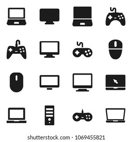 Flat vector icon set - notebook pc vector, gamepad, monitor, computer, mouse