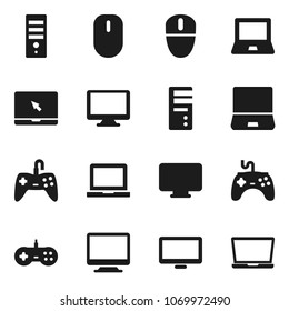 Flat vector icon set - notebook pc vector, gamepad, monitor, computer, mouse