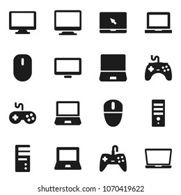 Flat vector icon set - notebook pc vector, gamepad, monitor, computer, mouse