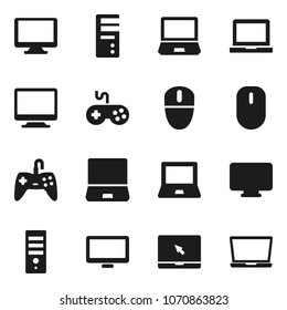 Flat vector icon set - notebook pc vector, gamepad, monitor, computer, mouse