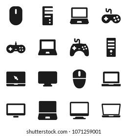 Flat vector icon set - notebook pc vector, gamepad, monitor, computer, mouse