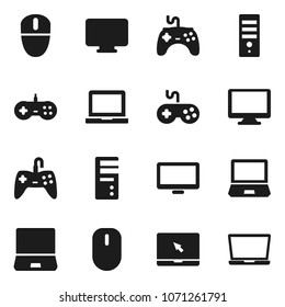 Flat vector icon set - notebook pc vector, gamepad, monitor, computer, mouse