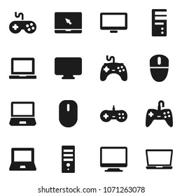 Flat vector icon set - notebook pc vector, gamepad, monitor, computer, mouse