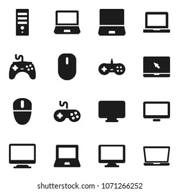 Flat vector icon set - notebook pc vector, gamepad, monitor, computer, mouse