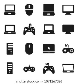 Flat vector icon set - notebook pc vector, gamepad, monitor, computer, mouse