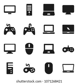 Flat vector icon set - notebook pc vector, gamepad, monitor, computer, mouse