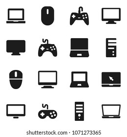 Flat vector icon set - notebook pc vector, gamepad, monitor, computer, mouse