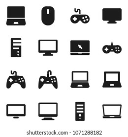 Flat vector icon set - notebook pc vector, gamepad, monitor, computer, mouse