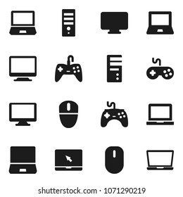 Flat vector icon set - notebook pc vector, gamepad, monitor, computer, mouse