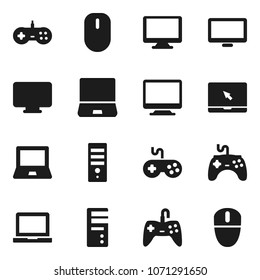 Flat vector icon set - notebook pc vector, gamepad, monitor, computer, mouse