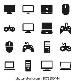 Flat vector icon set - notebook pc vector, gamepad, monitor, computer, mouse