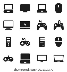 Flat vector icon set - notebook pc vector, gamepad, monitor, computer, mouse