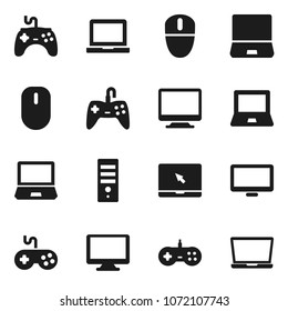 Flat vector icon set - notebook pc vector, gamepad, monitor, computer, mouse